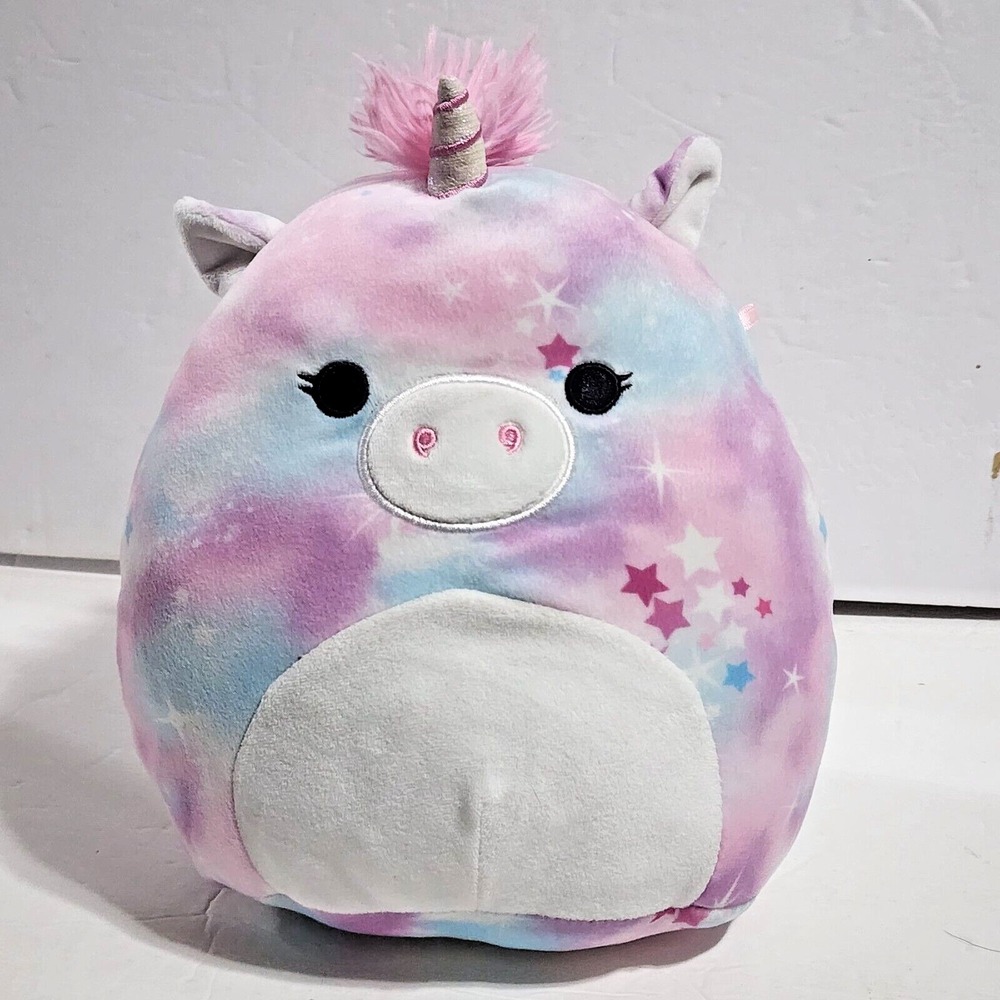 Squishmallows Pink Blue Purple Tie Dyed Stars Unicorn Plush 8"x8"